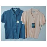 APPEARS NEW - Port Authority Ladies Shirts, Peach & DustyBlue (Size Small) Set of 2