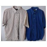 APPEARS NEW - Edwards Casualwear Button-Down Shirts, Blue & Burgundy/White Striped (Size XL) 2 Pack