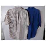 APPEARS NEW - Edwards Casualwear Button-Down Shirts, Blue & Burgundy/White Striped (Size XL) 2 Pack