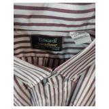 APPEARS NEW - Edwards Casualwear Button-Down Shirts, Blue & Burgundy/White Striped (Size XL) 2 Pack