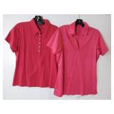APPEARS NEW - Port Authority Ladies Polo Shirts, Pink & Red (Size Medium) 2 Pack