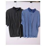 APPEARS NEW - Ashworth Striped Golf Polo Shirts (Size XL)- Set of 2