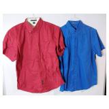 APPEARS NEW - Port Authority Button Down Shirts, Red & Blue . (Size Medium) 2 Pack