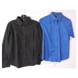 APPEARS NEW - Harriton Button-Down Shirts Black & Royal Blue.(Size Medium) 2 Pack