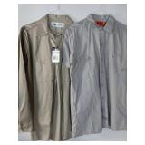 APPEARS NEW - Dickies Long Sleeve Work Shirts - Gray and Khaki Set (Size Medium)