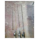 3 fishing poles Classic Zebco and Johnson Fishing Rod Collection 1 partial rod