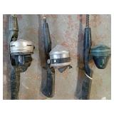 3 fishing poles Classic Zebco and Johnson Fishing Rod Collection 1 partial rod