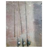 3 fishing poles Classic Zebco and Johnson Fishing Rod Collection 1 partial rod