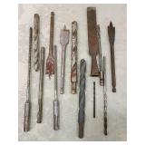 Collection of Early Drill Bits and Tool Attachments