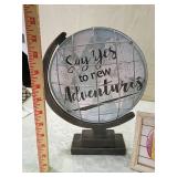 Decorative World Globe and go hike sign