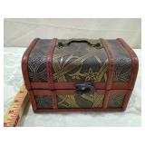 Decorative Wooden Treasure Chest with Floral Design 4.5x7inches