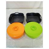 Tupperware Round Containers with Black Insert Trays