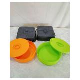 Tupperware Round Containers with Black Insert Trays
