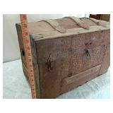1800s Metal-Clad Wooden Travel Trunk