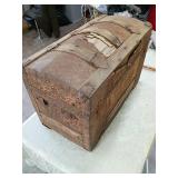 1800s Metal-Clad Wooden Travel Trunk