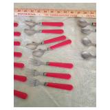 Red Handle Flatware Set