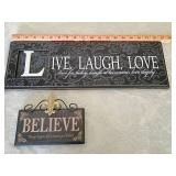 Inspirational Wall Sign Set - Live Laugh Love & Believe