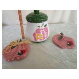 Country Kitchen Collection - Apple Storage Jar and Gingham Ornaments