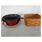 Longaberger Handwoven Square Basket and round basket