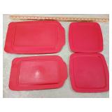 Pyrex Red Plastic Storage Lid Set