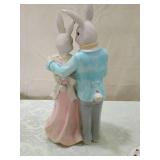 Easter Bunny Couple Figurine and Trinket Box Set