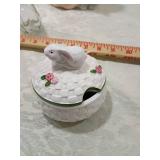 Easter Bunny Couple Figurine and Trinket Box Set