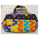 Laurel Burch Black Polka Dot Floral Handbag