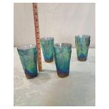 Iridescent Blue Grape Pattern Drinking Glasses - Set of 4
