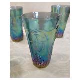 Iridescent Blue Grape Pattern Drinking Glasses - Set of 4