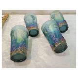 Iridescent Blue Grape Pattern Drinking Glasses - Set of 4