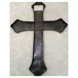 Decorative Brown Wall Cross with Gold Accents