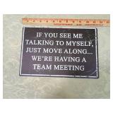Humorous Drinking and Team Meeting Metal Signs - Set of 2