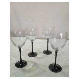 Black Stem Wine Glasses Set