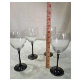 Black Stem Wine Glasses Set