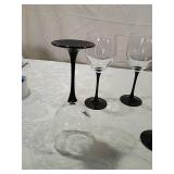 Black Stem Wine Glasses Set