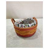 Longaberger Round Basket with Floral Liner