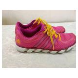Adidas Pink Athletic Running Shoes with Yellow Laces
