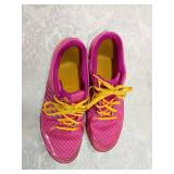Adidas Pink Athletic Running Shoes with Yellow Laces