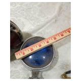 Early 20th Century Red and Blue Glass Railroad Signal Light (items that are pictured)