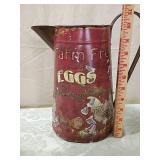 Farm Fresh Eggs Metal Container with Farm Tools (items in pictures)