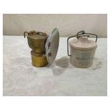 Kaukauna Klub crock and  Mining Cap Lamp (items in pictures)