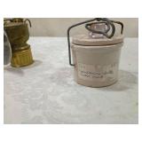 Kaukauna Klub crock and  Mining Cap Lamp (items in pictures)