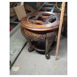 1920s Ornate Carved Oak Side Table with Ball and Claw Feet no glass (items in pictures)