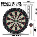 Regulation Bristle Dart Board Set, 17.75" Sisal, Numbered