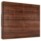 $130 AZRHOM Walnut Wood Cutting Board 24x18in with Juice Groove