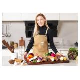 $130 AZRHOM Walnut Wood Cutting Board 24x18in with Juice Groove