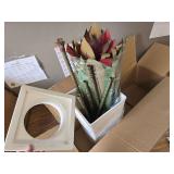 $100 Artificial Red Dracaena Tree 5FT with 6 Heads & White Tall Planter