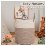 Large Woven Laundry Basket Hamper, 60L Cotton Rope Storage Bin