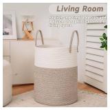 Large Woven Laundry Basket Hamper, 60L Cotton Rope Storage Bin