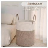 Large Woven Laundry Basket Hamper, 60L Cotton Rope Storage Bin